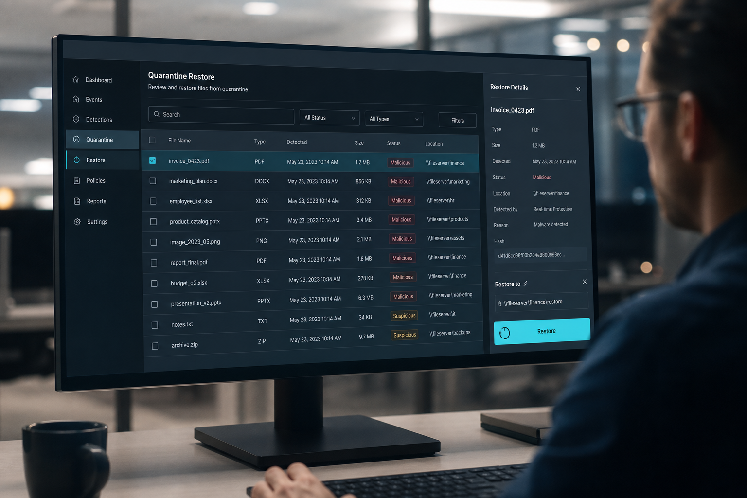 Quarantine inventory console